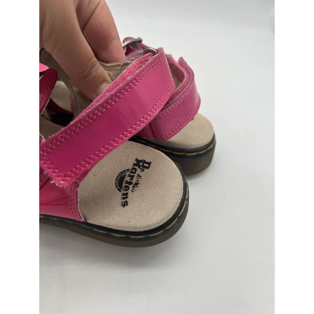 Dr Martens Girls Sailor Sandals Hot Pink Patent Leather US 4